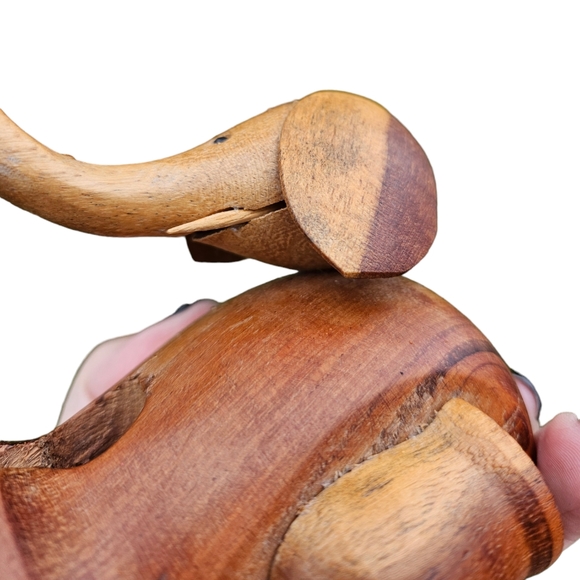 Vintage Wood Elephant Tooth Pick Holder 3" x 4" - Picture 7 of 9